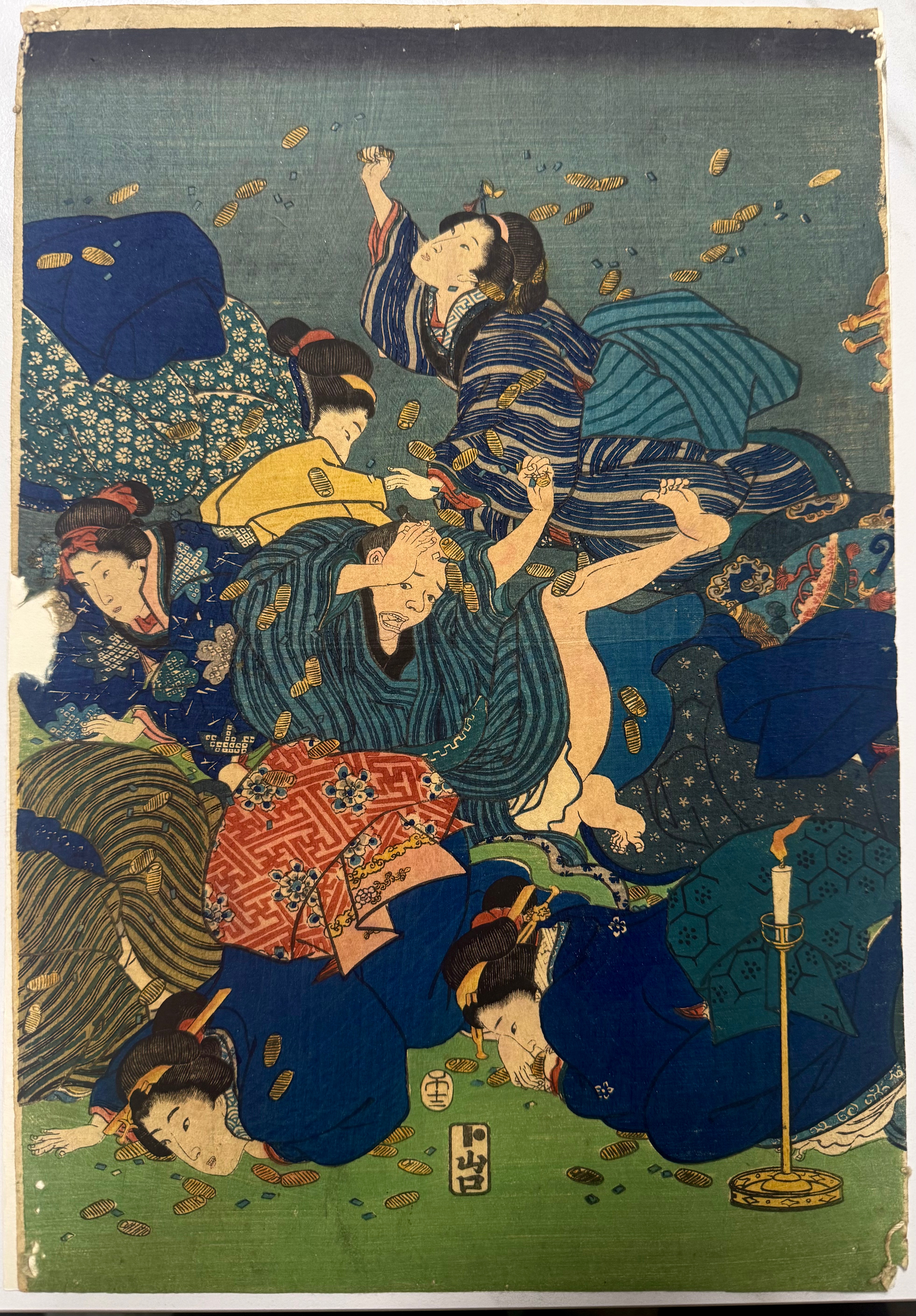 全盛黄金花 国芳 (1858)Kuniyoshi — antique Japanese ukiyo-e woodblock print