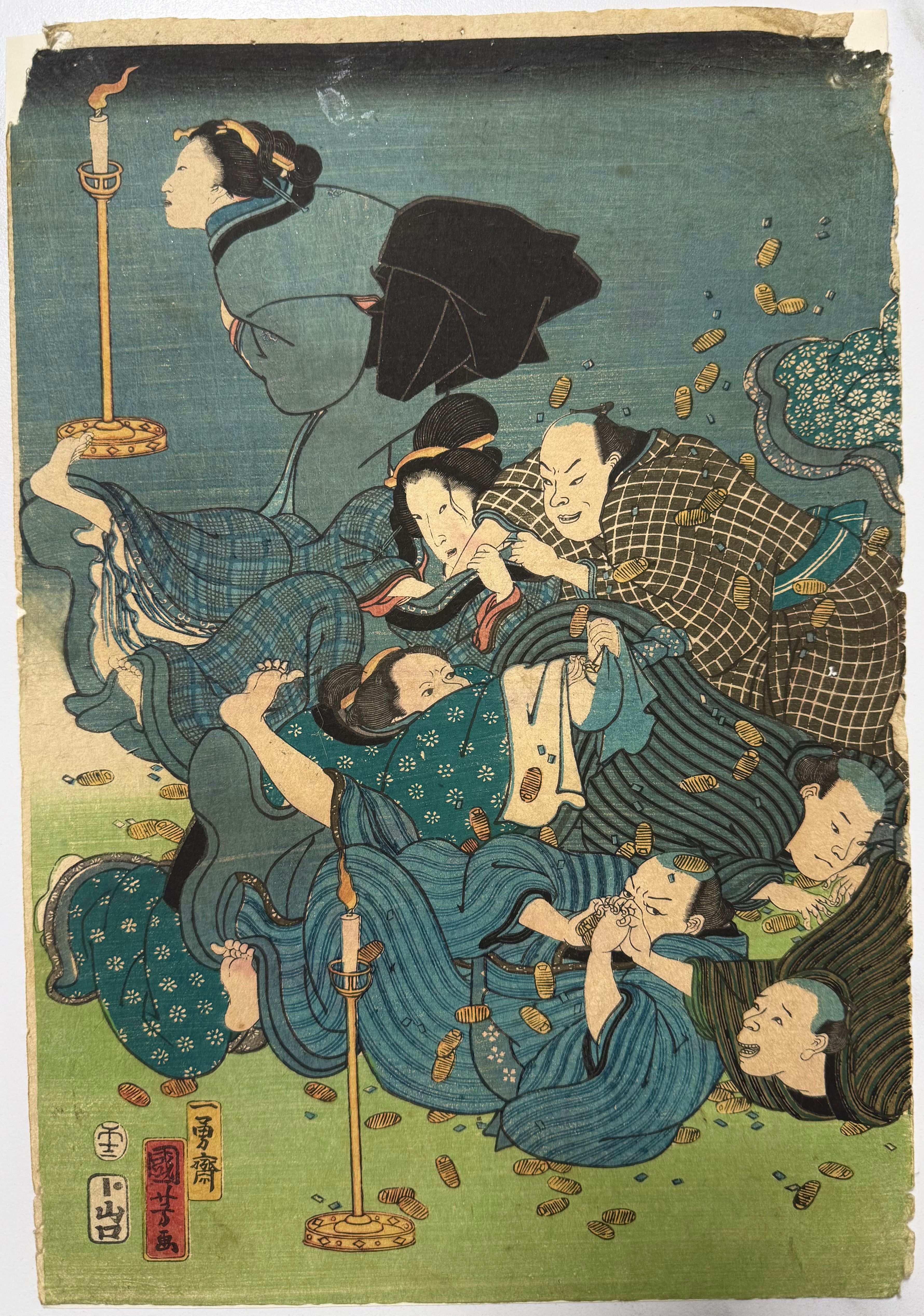 全盛黄金花 国芳 (1858)Kuniyoshi — antique Japanese ukiyo-e woodblock print