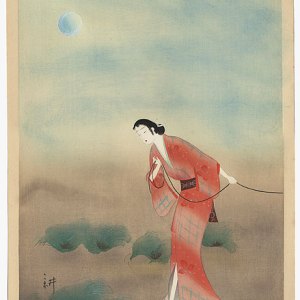 The Heroine Koman from Seki — Yamamura Toyonari — antique Japanese ukiyo-e woodblock print