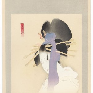 The Heroine Yugiri — Shima Seien — antique Japanese ukiyo-e woodblock print