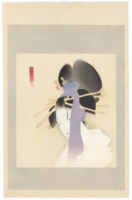 The Heroine Yugiri — Shima Seien — antique Japanese ukiyo-e woodblock print